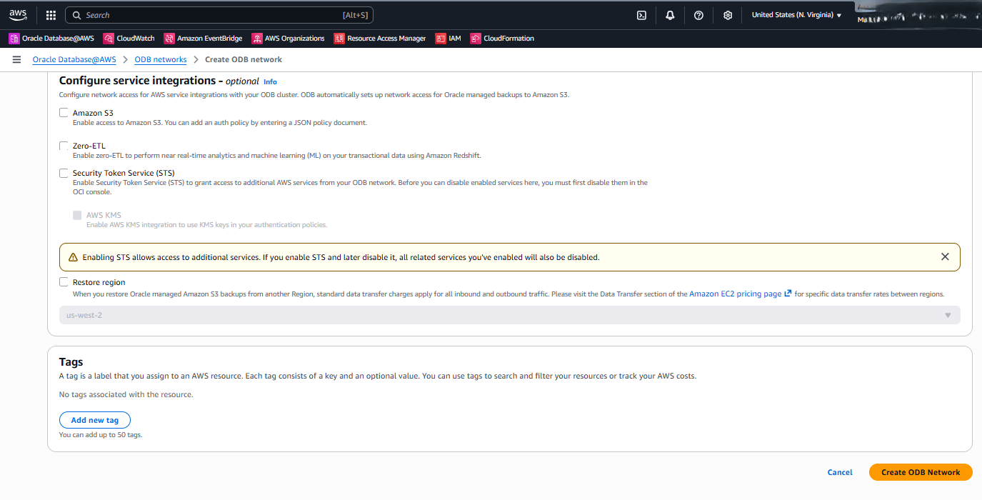 This screenshot shows the second part of creating an ODB network. This screenshot shows the second part of creating an ODB network.
