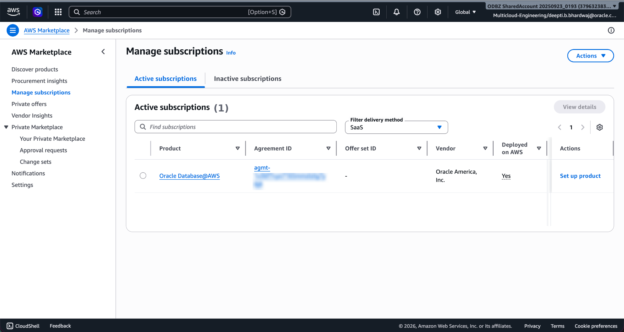 Click to expand Manage subscriptions in AWS Marketplace