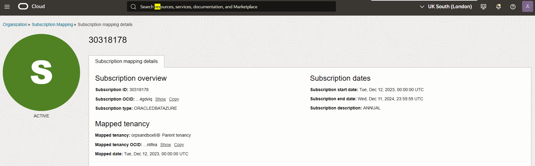 Click to expand subscription matching details
