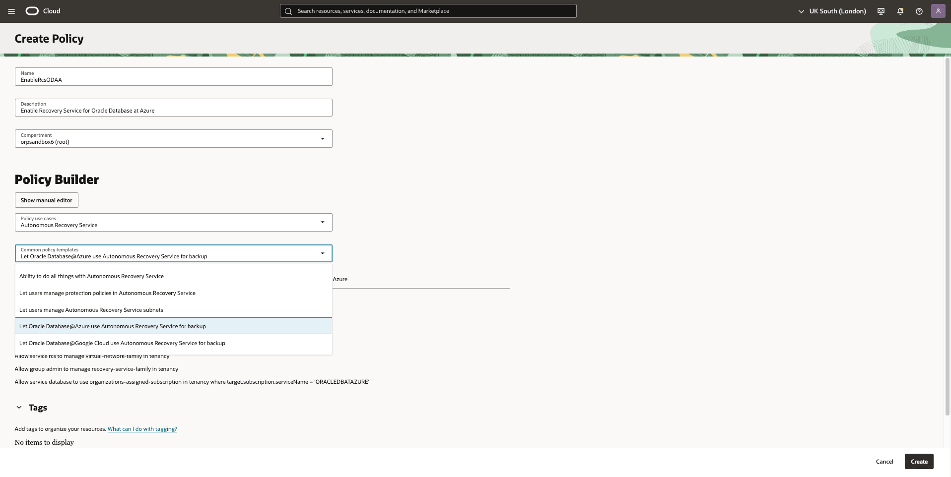 This screenshot shows how to create an IAM policy(s).