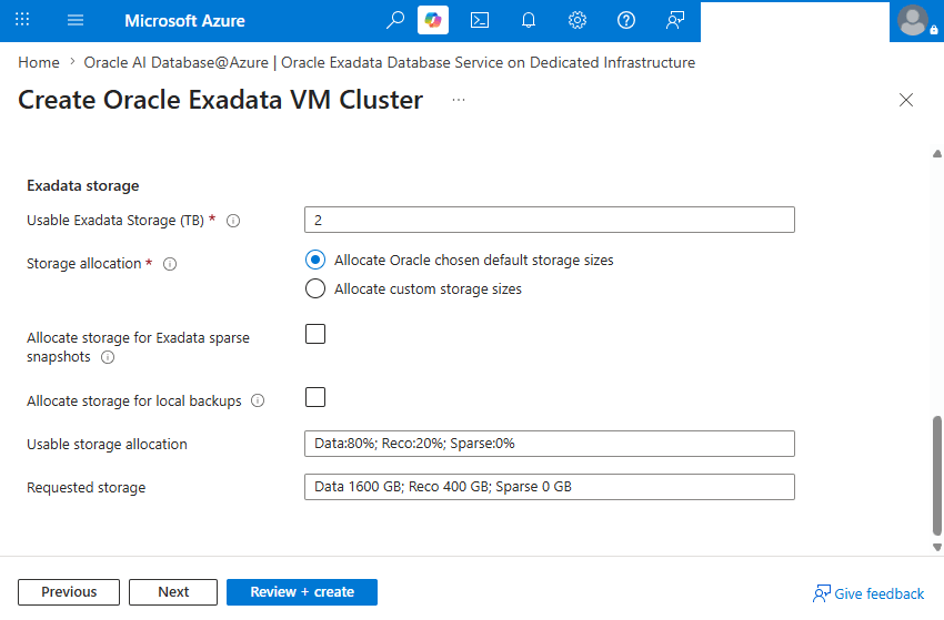 This screenshot shows the steps for creating an Exadata VM Cluster.