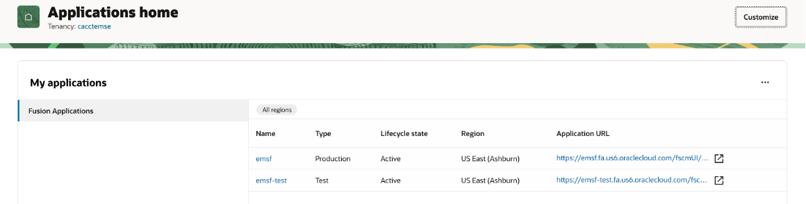Applications page