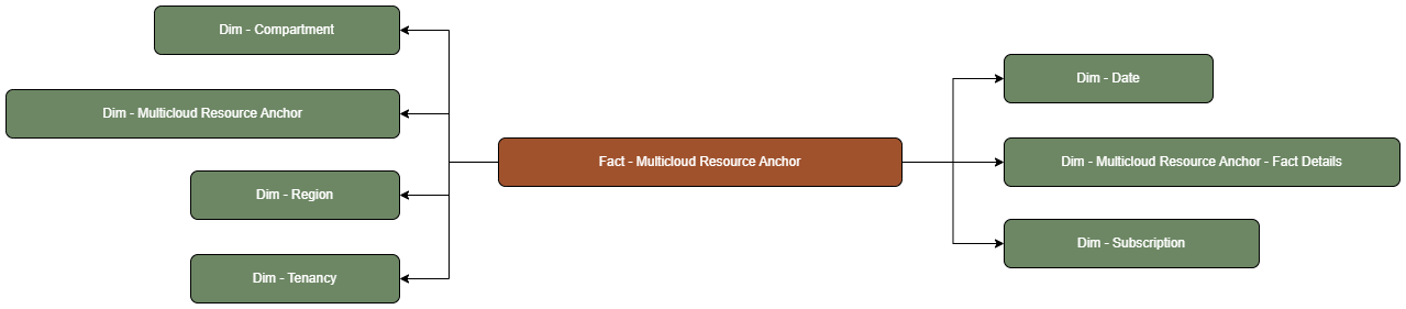 The Multicloud Resource Anchor fact table is connected to dimension tables.