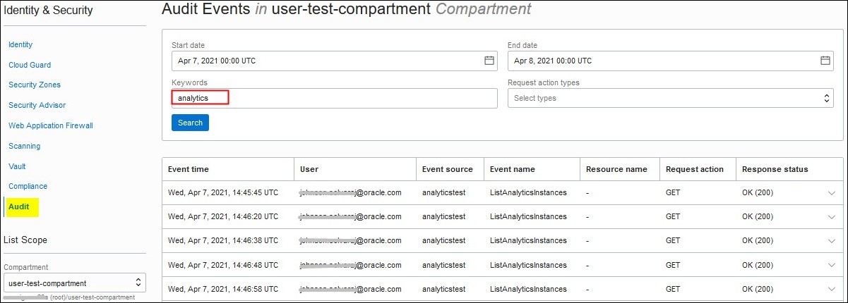 Description of console-oac-audit.jpg follows
