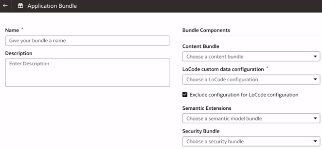 Application Bundle dialog