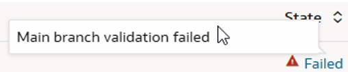 Validation of main branch displaying Failed state