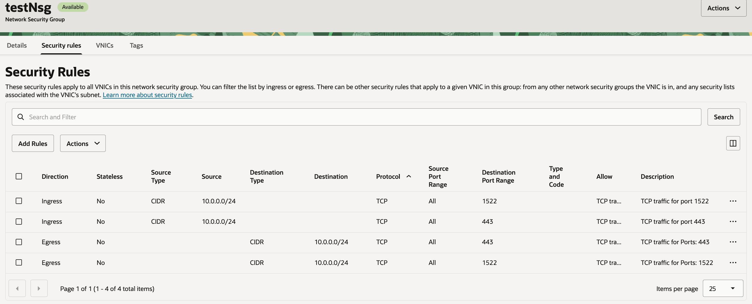 Description of fawag-nsg-security-rules.png follows