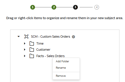 Step 3 of the wizard displaying the Rename, Remove, and Reorder options