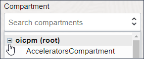 Pick a Compartment list expanded to display a hierarchy of compartments