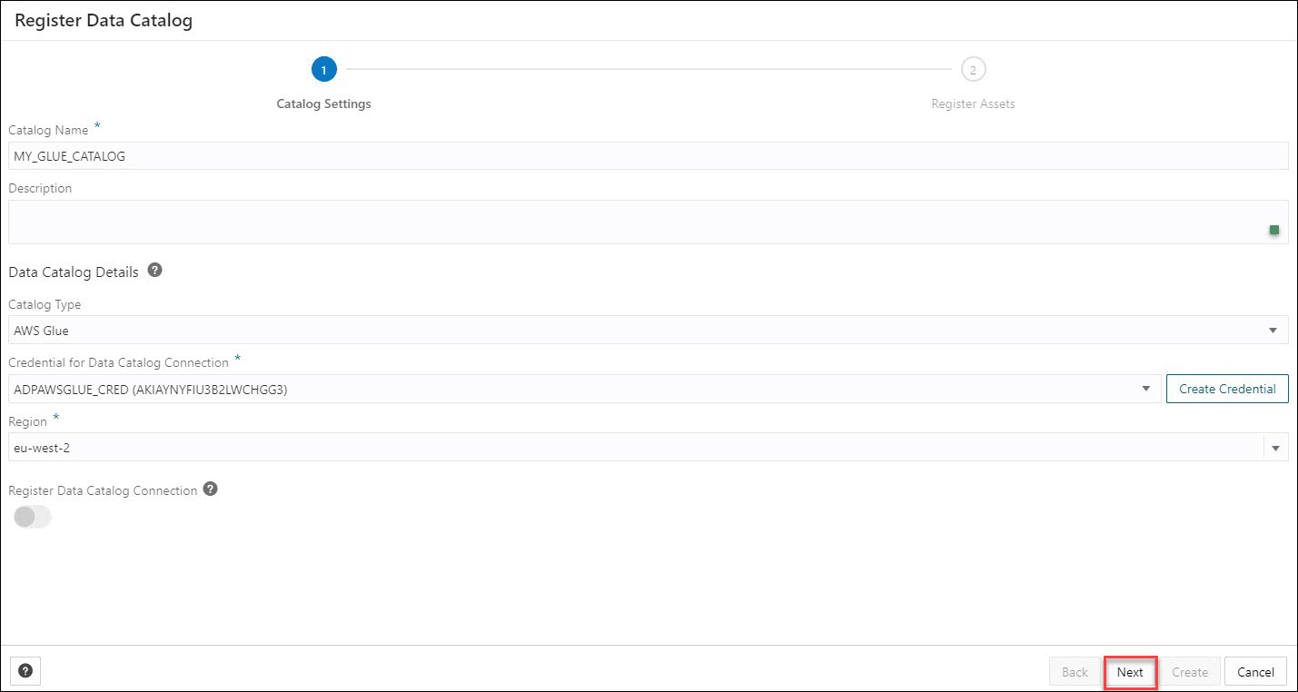 Description of register-aws-glue.png follows Description of register-aws-glue.png follows
