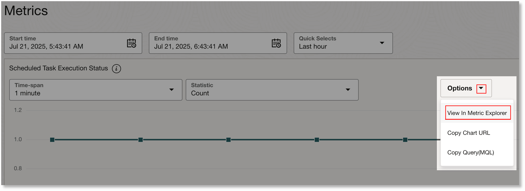 View in metrics explorer