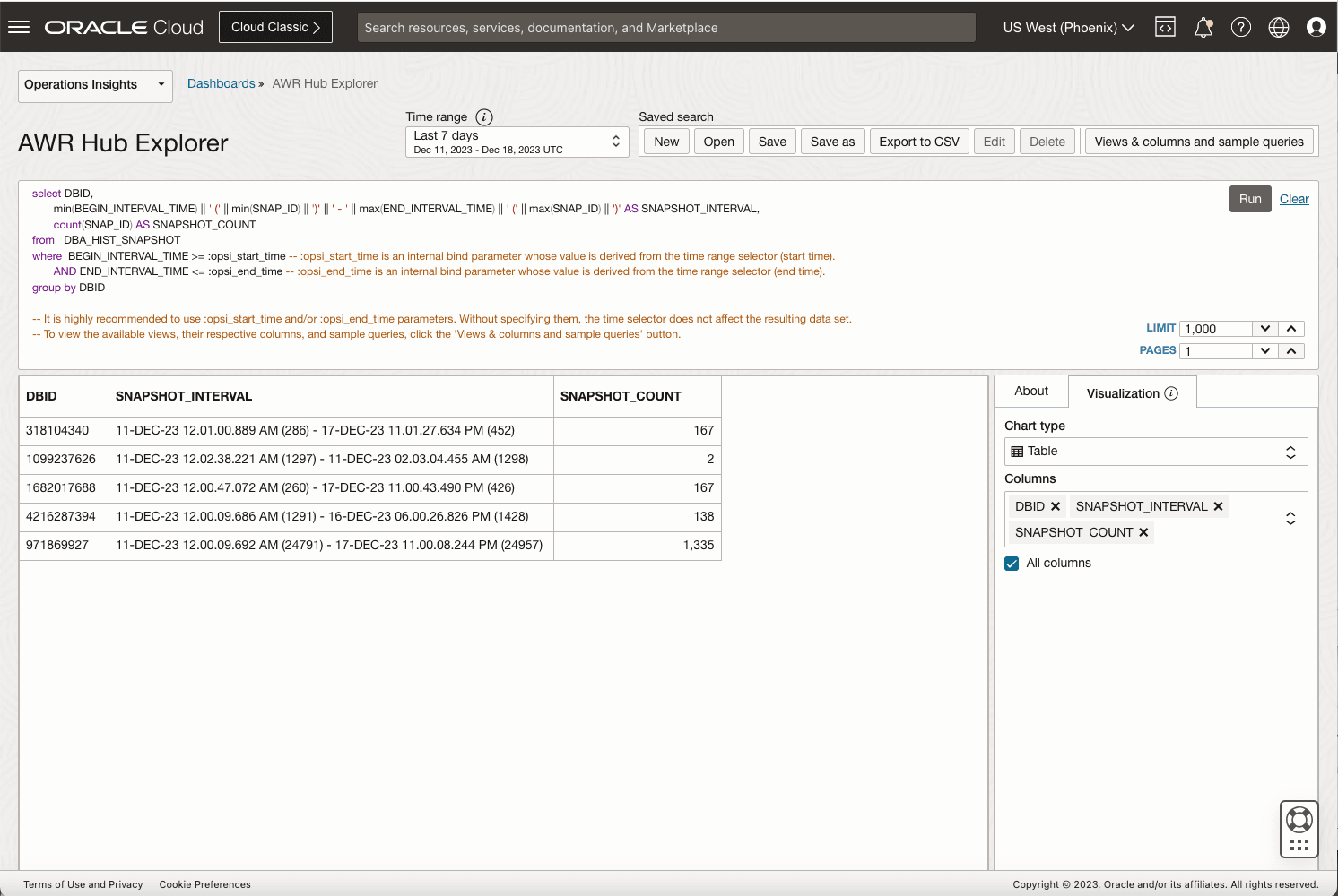 AWR Hub Data Objects main screen AWR Hub Data Objects main screen