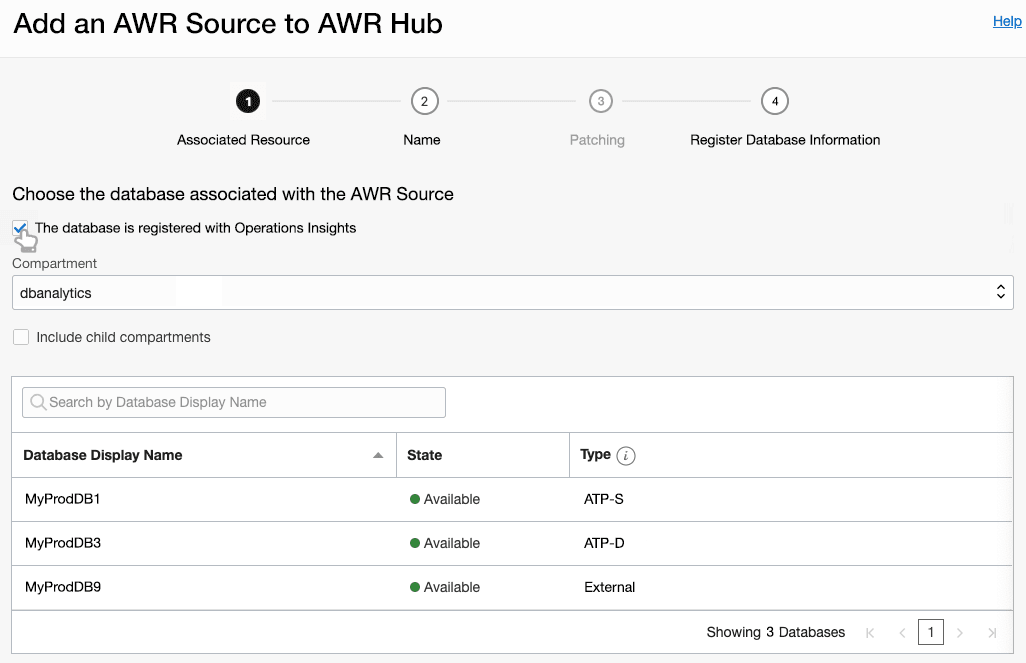 Adding an Ops Insights Registered Database Adding an Ops Insights Registered Database