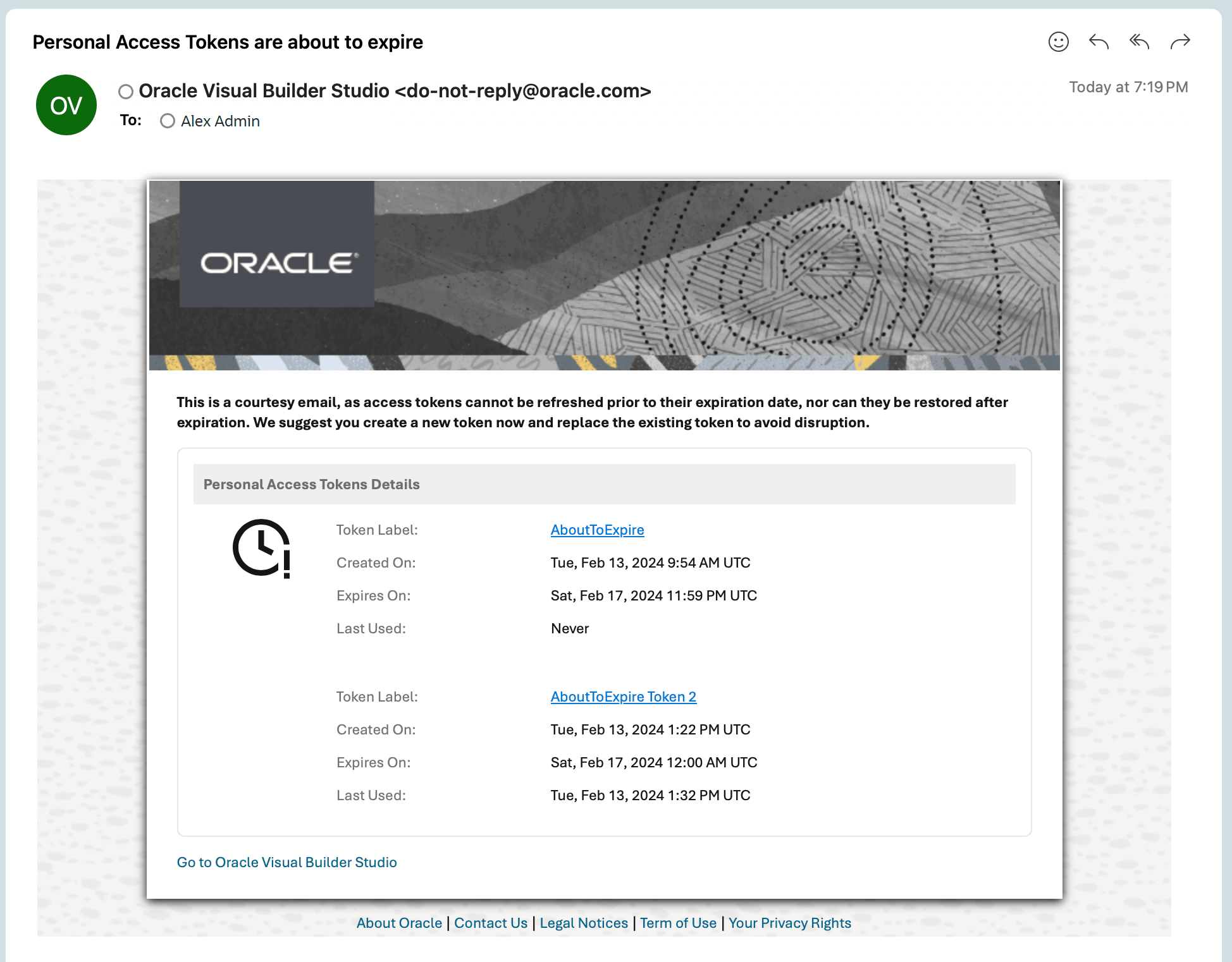 Description of token-expiration-warning-email.png follows