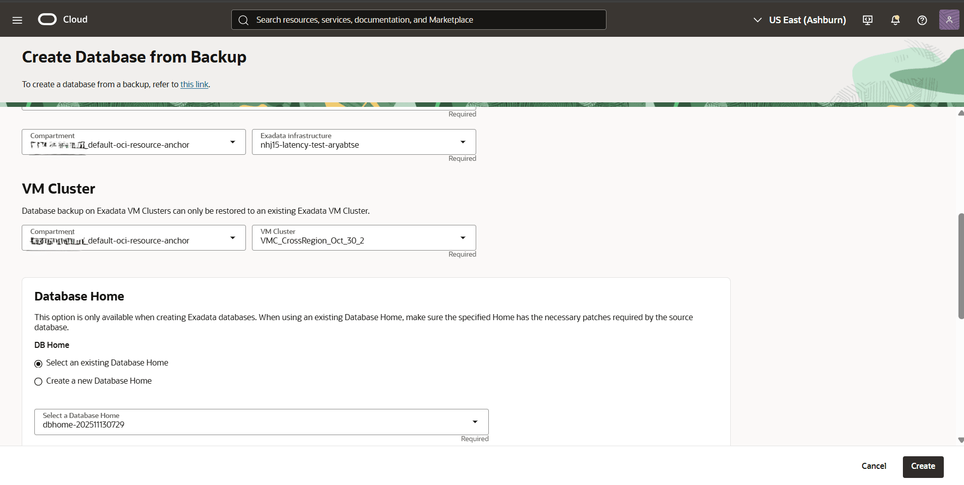 This screenshot shows how to create a database from backup. This screenshot shows how to create a database from backup.